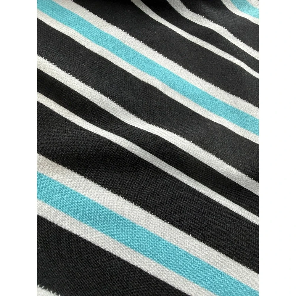 Wrapper‎ Striped A-Line Skirt Women's Medium Black Blue White Jersey Stretch